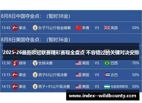 2025-26最新欧冠联赛精彩赛程全盘点 不容错过的关键对决安排 2025-26最新欧冠联赛精彩赛程全盘点 不容错过的关键对决安排